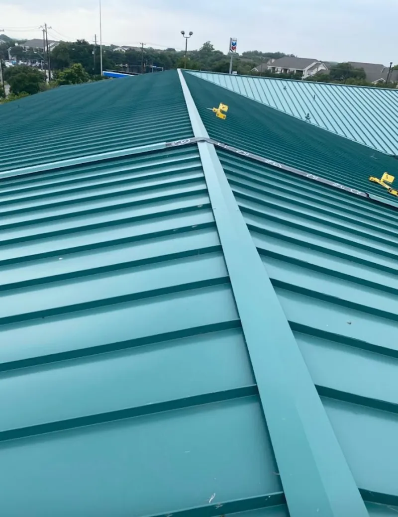Green commercial metal roof ridge and valley for Metal Roof Repair in Jupiter Farms